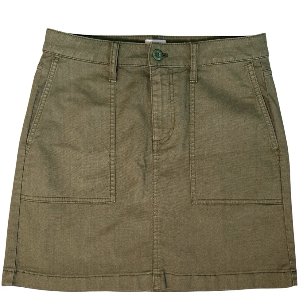J. CREW NWT Garment Dyed Utility Mini Skirt Size 4 in Army Green